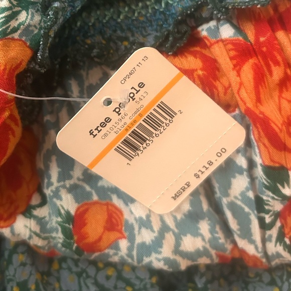 free people gabriela floral maxi dress blue orange halter mixed pattern - Picture 7 of 7